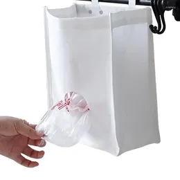 Storage Bags Grocery Bag Holder For Garbage Kitchen Wall Mounted Shopping Reusable Organiser With Hooks And Round