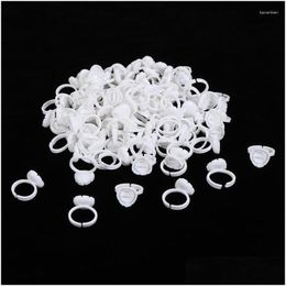 False Eyelashes 100Pcs Disposable Rings Ajustable V Shape Glue Ring For Extension Easy To Make Volume Fans Nail Art Adhesibve Holders Ota52