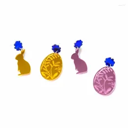 Stud Earrings 2024 Fashion Easter Cartoon Cute Animal Acrylic Sweet Flower Eggs Charms For Women Jewellery