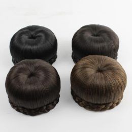 Chignon Women Synthetic Hair Clip In One Piece Chignon Apple Style Round Bud Hair Chignons Free Shipping