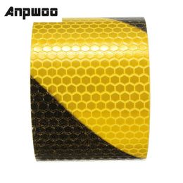 ANPWOO 2"X10' 3 Meters Black Yellow Reflective Safety Warning Conspicuity Tape Film Sticker For Cars Raincoat New Arrival