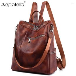 Backpack Style Fashion 2024 Luxury Ladies Casual High Quality Soft Leather Travel Large Capacity Comfortable School Bag