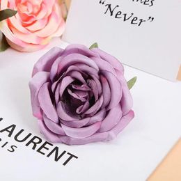 Decorative Flowers DIY Rose Artificial Silk Simulation Flower Head Wedding Day Supplies Romantic Fake Decor Valentine's Plants Gifts H K6W0