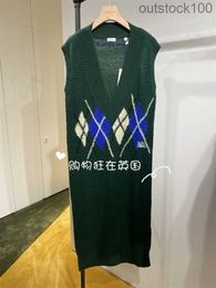 Original 1to1 Buurberlyes Designer Clothes Diamond Pattern Wool Dress for Women 80809321 High Quality Plaid Dress with Original Logo