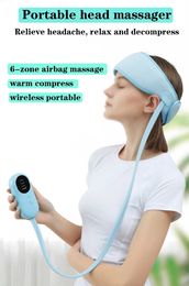 Electric Air Pressure Head Massager Heating Headband Compress Airbag Massage Scalp Deep Headache Relax 240425