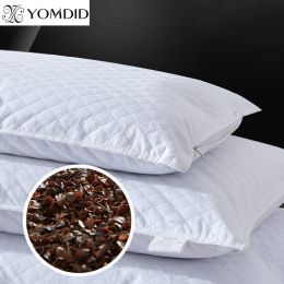 Pillow YOMDID Bedding Pillow Neck Protection Pillows Geometric Plaid Shaped Buckwheat Husk Filling Cushion for Home/Office Nap Sleeping