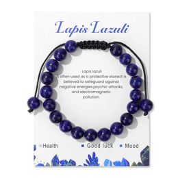 Beaded Adjustable Celestial Blue Stone Bracelet with 8mm Card Natural Amethyst Obsidian Woven and Suitable for Women