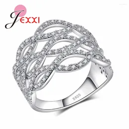 Cluster Rings Charm Artistic Water Wave Design Wide 925 Sterling Silver Finger Ring With Micro Cubic Zirconia Paved For Party Gifts