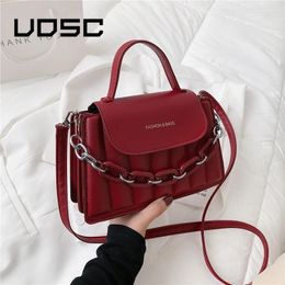 Shoulder Bags UOSC Women Girl Messenger 2024 Portable Simple Fashion Design PU Leather Bag Female Chain Crossbody