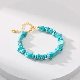 Link Bracelets Simple Summer Style Pure Natural Turquoise Bracelet European American Irregular Design Stone Jewelry For Female Gift