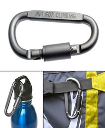 DShaped Camping Carabiner Aluminium Alloy Screw Dark grey Lock Hook Clip Key Ring Outdoor Camping Climbing Tools Accessories1541820