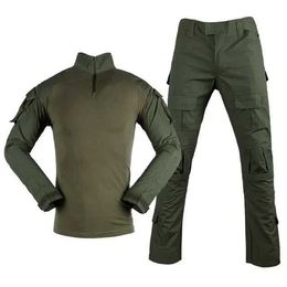 Tシャツ夏の屋外狩猟セット衣類G3トレーニングユニフォーム戦術ハイキング迷彩シャツ貨物パンツ240426