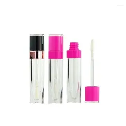 Storage Bottles 30pcs Empty Lip Gloss Tube With Wand Pink Black Lid Luxury Cosmetic Packaging Container Clear Lipgloss Bottle 6ml