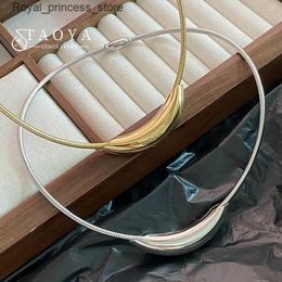 Pendant Necklaces French retro design metal tube snake bone chain necklace suitable for womens outward stainless steel necklace girls Colourless Jewellery Q240426