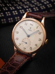High Grade Version Tudery Designer Wristwatch Rudder Little Rose 9k Gold Mechanical 1930s Antique Watch Middle Age Mens Watches