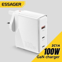 Chargers Essager 100W GaN USB Type C Charger Laptop 65W PD Fast Charge For Macbook Tablet Quick Charging for iPhone Xiaomi Phone Chagers