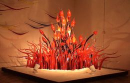 Luxury Floor Lamps Chihuly Art Decor Sculpres Hand Blown Murano Glass Sculpture Garden Art Crafts Red Colour