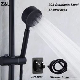 Controls Shower Head Water Saving Black Stainless Steel Showerhead Rainfall Sprayer Nozzle High Pressure Shower Head Bathroom Accessories