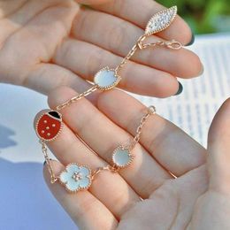 Peoples choice to go essential bracelet Gold Plated 18K Rose Seven Star Ladybug Bracelet for Girls with Advanced Small and with common Cleefly