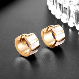 Hoop Earrings Top Quality Elegant Charming White Shell Stainless Steel Stud Women/Men Girls Piercing Jewellery S Earing