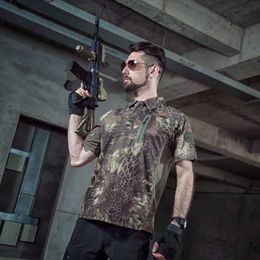 Tactical T-shirts Tactical military T-shirt mens summer quick drying military camouflage T-shirt mens breathable short sleeved T-shirt 240426