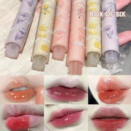 Lip Gloss Flower Language Honey Heart Lipstick Set Love Shiny Moisturising Light Colour Watery Jelly Look On Your Lips