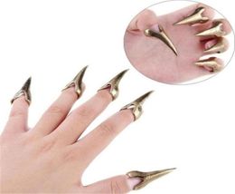 Nail Art Kits 5pcs Retro Punk Talon Rings Decor Sharp Alloy Finger Claw Knuckle Ring Set Vintage Style7690133