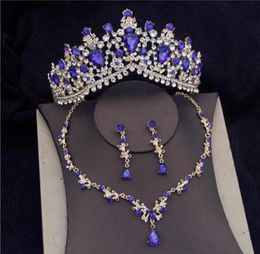 Earrings Necklace Gorgeous Crystal Bridal Jewelry Sets For Women Fashion Tiaras Necklaces Set Wedding Crown Bride Jewellry203t4736946