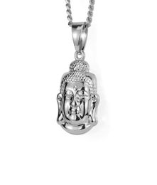 Fashion Hip Hop Men Jewellery Small Buddha Pendant Necklace Rock Micro Gold Silver Colour Necklaces 60cm Long Chain For Mens8379877