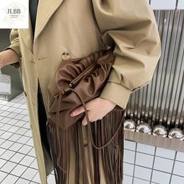 Bag Fashion Tassel Hobos Women Clutch Bags Designer Clip Shoulder Luxury Soft Pu Leather Crossbody Chic Female Small Purses