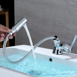 Bathroom Sink Faucets SHAI Basin Brass Chrome Modern Pull Out And Down Faucet Kitchen Toilet Mixer Tap Cold Water