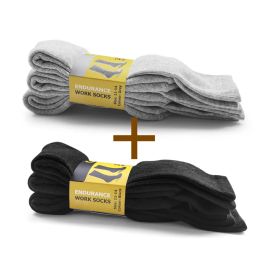 Boots 3 pairs Pack Thermal Work Sock, Thick Winter Terry Warm Endurance Crew Sock for Men/Women, Black and Grey
