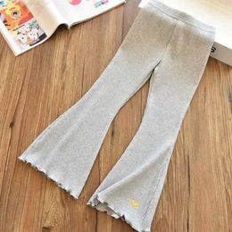 Trousers Flare Legging for Children and Girls New Arrival in Childrens Leisure Elastic Pants Heart Embroidered Slim Fit Tights Baby Girls Summer PantsL2404