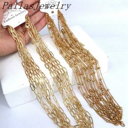 Necklaces 20Pcs Stainless Steel Gold Color Link Chain Necklace For Women New Dainty Fashion Girls Beads Chain Jewelry Accessories Findings