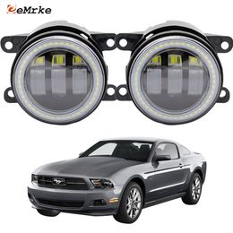 EEMRKE Led Fog Lights Assembly 30W/ 40W for Ford Mustang V Facelift 2010 2011 2012 with Clear Lens + Angel Eyes DRL Daytime Running Lights 12V PTF Car Accessories