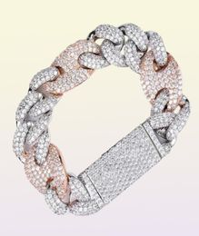 20mm Lock Clasp Link 79 Inch Bracelet Iced Out Zircon Bling Hip hop Men Jewellery Gift beaded charms bracelets8415470