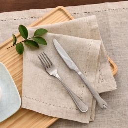 Pads 12pcs Set Napkins Linen Dinner Custom Home Table Cloth Napkins 4 Size Gray Linen White Gotton Napkins For Party Wedding