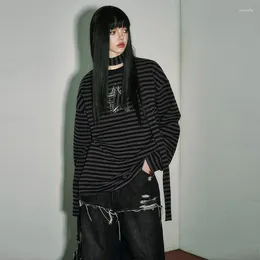 Women's T Shirts 2000s Aesthetic Trend Star Stripe Long Sleeve T-shirt Grunge Harajuku Punk 90s Vintage Thin Hoodie Yk2 Gothic Tops