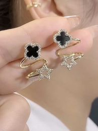 four leaf clover Earrings Four earrings pure silver for women 2024 new temperament light luxury high-end feeling niche and Western style