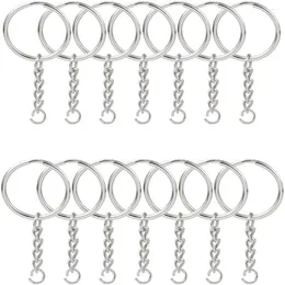 Keychains 30pcs Key Ring With Jump Rings Split Chain Silver Color Metal Parts Open