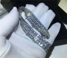 Vecalon Luxury Bracelet 3 Rows Diamond White gold filled Promise Engagement wedding Bracelets for women Jewellery Gift7955157