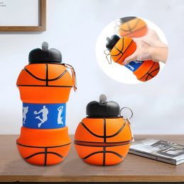 550ml/1L Foldable Football Kids Water Bottles Portable Sports Water Bottle Cute Silicone Soccer Ball Shaped Water Cup Gifts 240416
