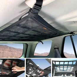 Car Organizer Roof Storage Automotive Ceiling Cargo Net Pocket Mesh Camping Accessories Bag Tent Two Colors