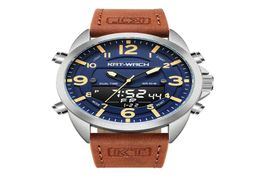 KT Luxury Watch Men Top Brand Leather Watches Man Quartz Analog Digital Waterproof Wristwatch Big Watch Clock Klok KT18185070863