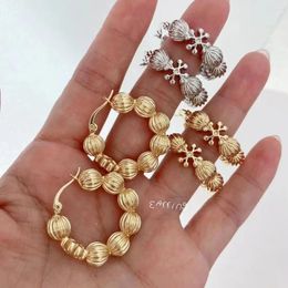 Hoop Earrings 5 Pairs Gold Silver Color Unique Earring Trendy Ball For Girl Women Accessories Jewelry