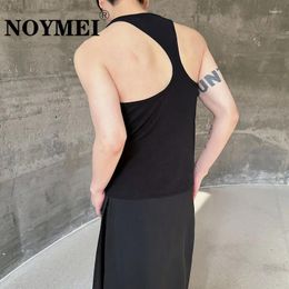 Men's Tank Tops NOYMEI Top Men Summer Back Design Tight Fashionable All-match Sleeveless 2024 Solid Colour Sexy Waistcoat WA4273