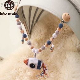 Mobiles# Baby Wooden Gym Stroller Toys Cute Rocket Hanging Pendant Toy Crochet Animal Pendant Bead Bracelet Infant Crib Mobile Rattle Toy d240426