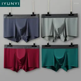 Underpants IYUNYI 4pcs/set Seamless Men Underwear Ice Silk Breathable Boxer Shorts U Convex Big Pouch Men's Bikini Male Panties