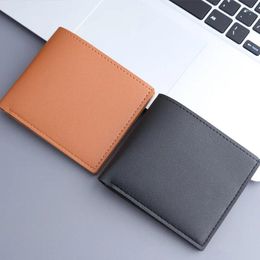 Wallets 2024 Men's Leisure Short Wallet Anti-degaussing Multi-function Urban Simple Business Solid Color Without