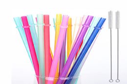 Rainbow Colours Reusable 24cm Plastic Straws Bar Party Tool PP Pure Colourful Buckle Drinking tubes Customization WWQ8645847